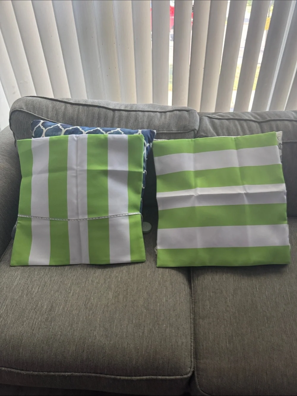 ***2/$15*** Bright Lime and White Stripe Pillow Covers - Set of 2